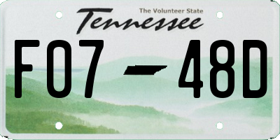 TN license plate F0748D