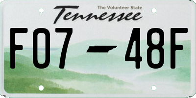 TN license plate F0748F