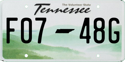 TN license plate F0748G