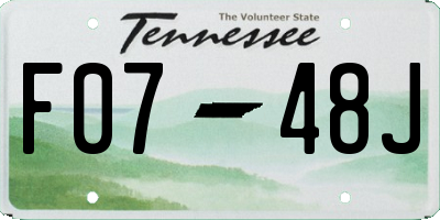 TN license plate F0748J