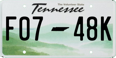 TN license plate F0748K
