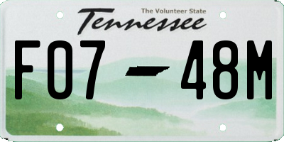 TN license plate F0748M