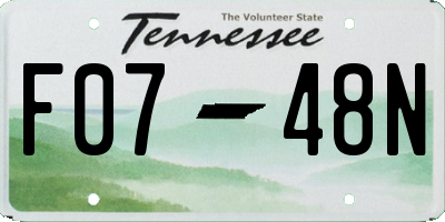 TN license plate F0748N