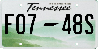 TN license plate F0748S