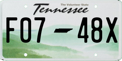 TN license plate F0748X