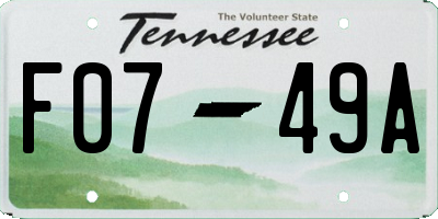 TN license plate F0749A
