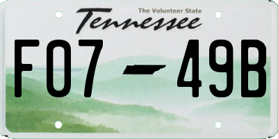 TN license plate F0749B