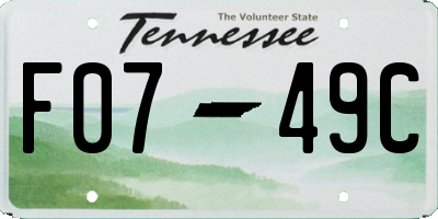 TN license plate F0749C