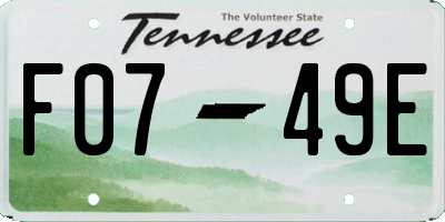 TN license plate F0749E