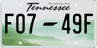 TN license plate F0749F