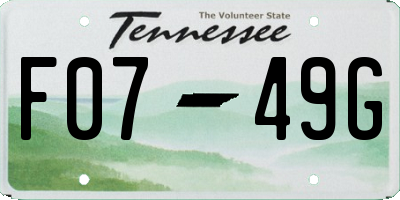 TN license plate F0749G