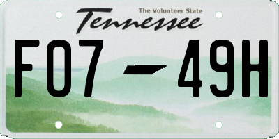 TN license plate F0749H