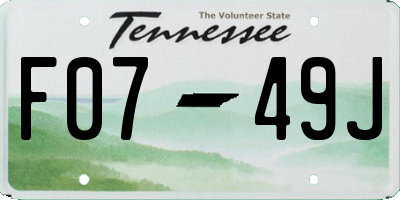 TN license plate F0749J
