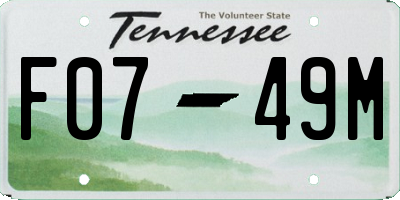 TN license plate F0749M