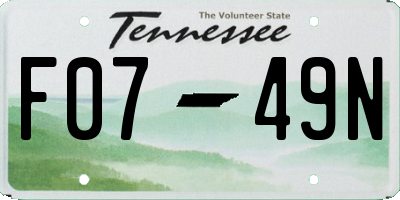 TN license plate F0749N