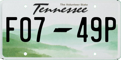 TN license plate F0749P