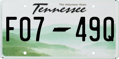TN license plate F0749Q