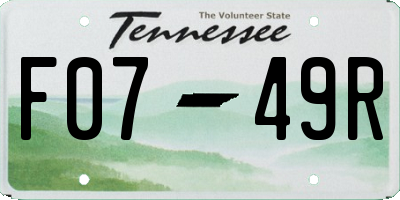 TN license plate F0749R