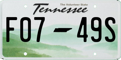 TN license plate F0749S
