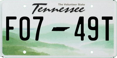 TN license plate F0749T
