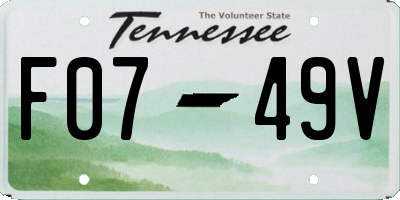 TN license plate F0749V