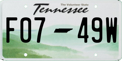 TN license plate F0749W