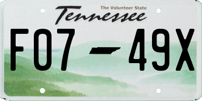 TN license plate F0749X