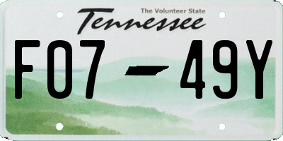 TN license plate F0749Y