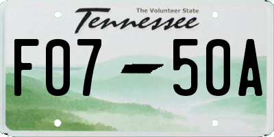 TN license plate F0750A