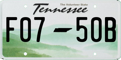 TN license plate F0750B