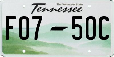 TN license plate F0750C