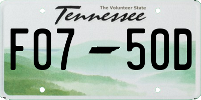 TN license plate F0750D