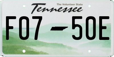 TN license plate F0750E