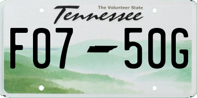 TN license plate F0750G