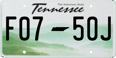 TN license plate F0750J