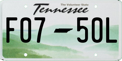 TN license plate F0750L
