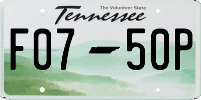 TN license plate F0750P