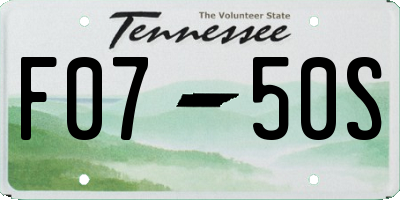 TN license plate F0750S