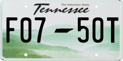 TN license plate F0750T