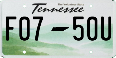 TN license plate F0750U
