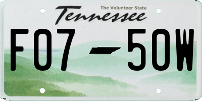 TN license plate F0750W