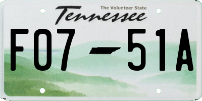 TN license plate F0751A