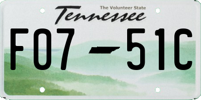 TN license plate F0751C