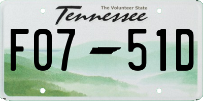 TN license plate F0751D