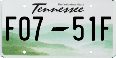 TN license plate F0751F