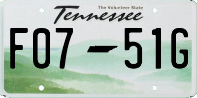 TN license plate F0751G