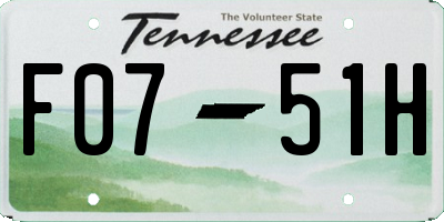 TN license plate F0751H