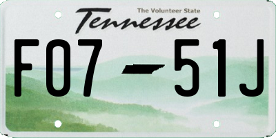 TN license plate F0751J