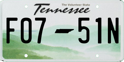 TN license plate F0751N
