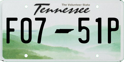 TN license plate F0751P
